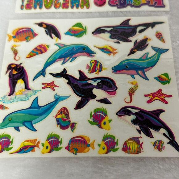 Vintage 90's Lisa Frank Temporary Body Sticker Sheet Lot Sea life Girl Power - Picture 2 of 7